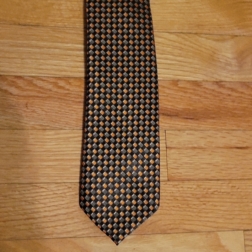 Elegant Black, Silver and Orange  Men's Tie